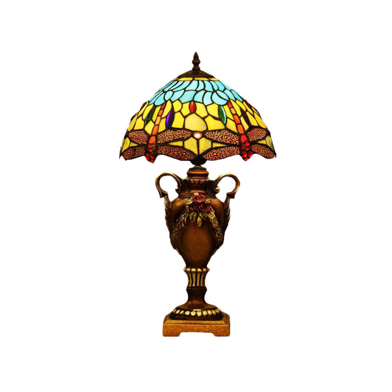 Giennah - Victorian Bowl Shape Desk Light Stained Art Glass Trophy Lamp