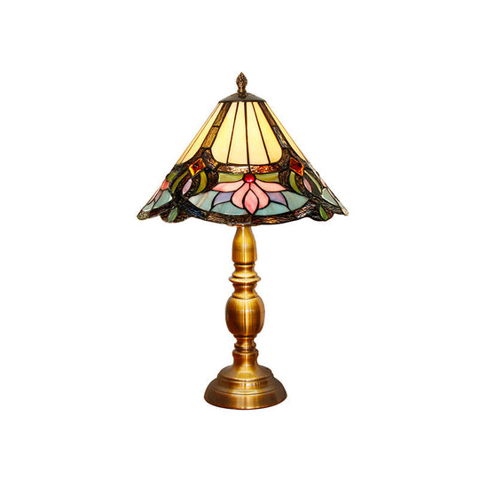 Chort - Baroque Conical Hand Cut Glass Lotus Table Light Brushed Brass