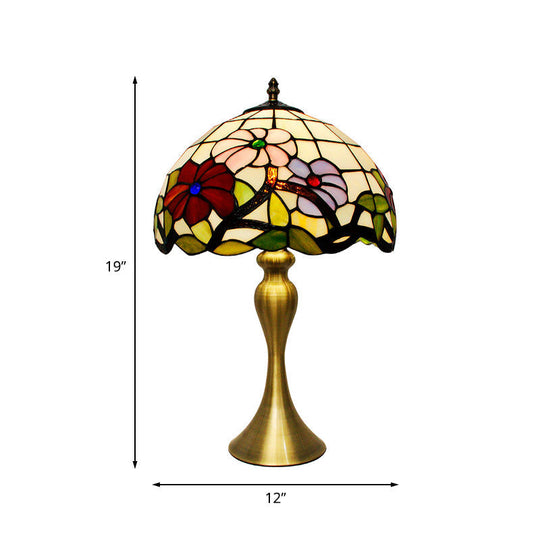 Valerie - [Tiffany Tiffany Bowl Night Table Lighting 1 - Light Stained Art Glass Desk Lamp In Gold