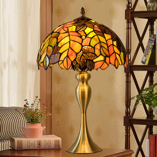 Abigail - Baroque 1 - Light Leaf Patterned Night Lamp Gold Finish Hand Cut Glass Table Lighting