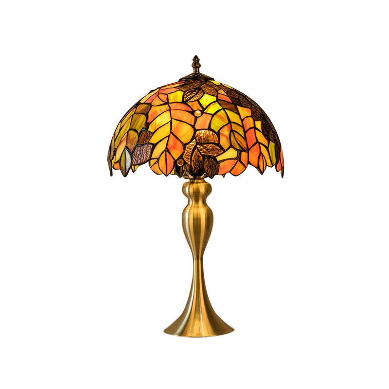 Abigail - Baroque 1 - Light Leaf Patterned Night Lamp Gold Finish Hand Cut Glass Table Lighting