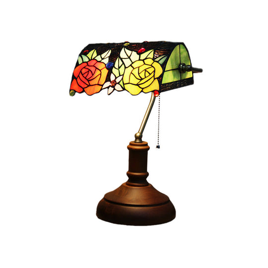 Atria - Baroque Rose Stained Glass Night Lamp Dark Brown