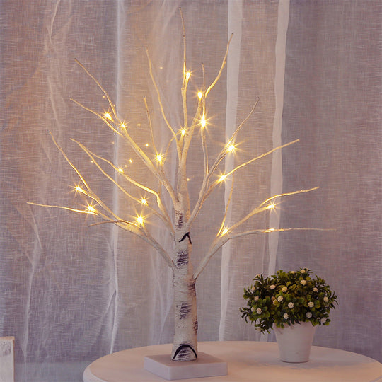 Nashira - Plastic Birch Desk Lamp: Decorative Led White Night Table Lighting
