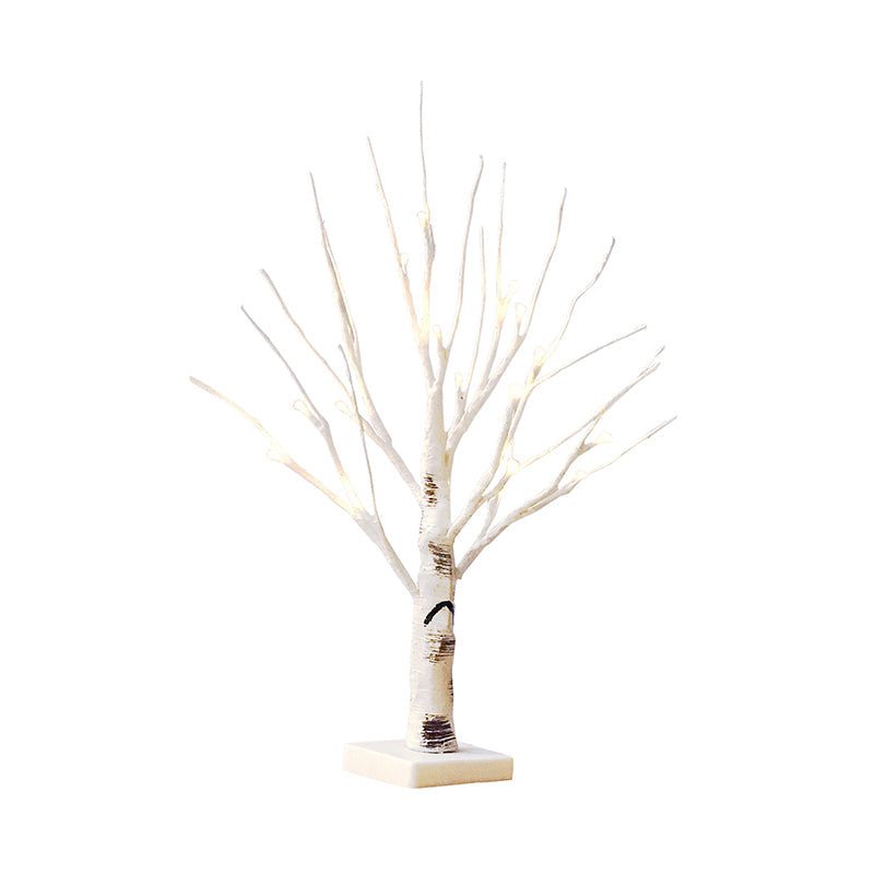 Nashira - Plastic Birch Desk Lamp: Decorative Led White Night Table Lighting