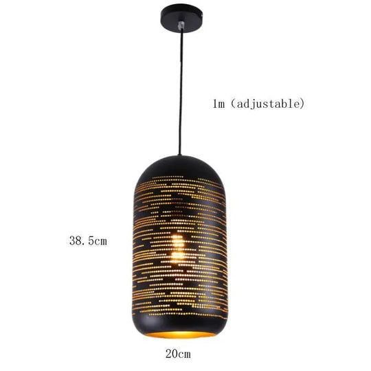 Vintage Pendant Light Nordic Porous Loft Iron Etching Lampshade C Model Without Bulb