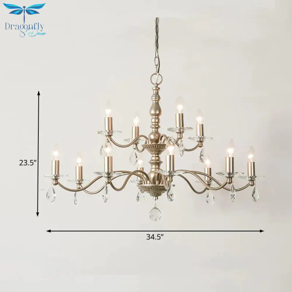 9/12/15 Lights Ceiling Light Country Candle Metal Hanging Chandelier In Champagne For Dining Room