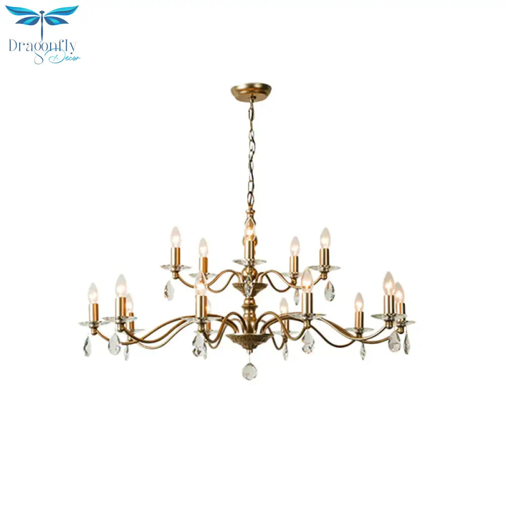 9/12/15 Lights Ceiling Light Country Candle Metal Hanging Chandelier In Champagne For Dining Room