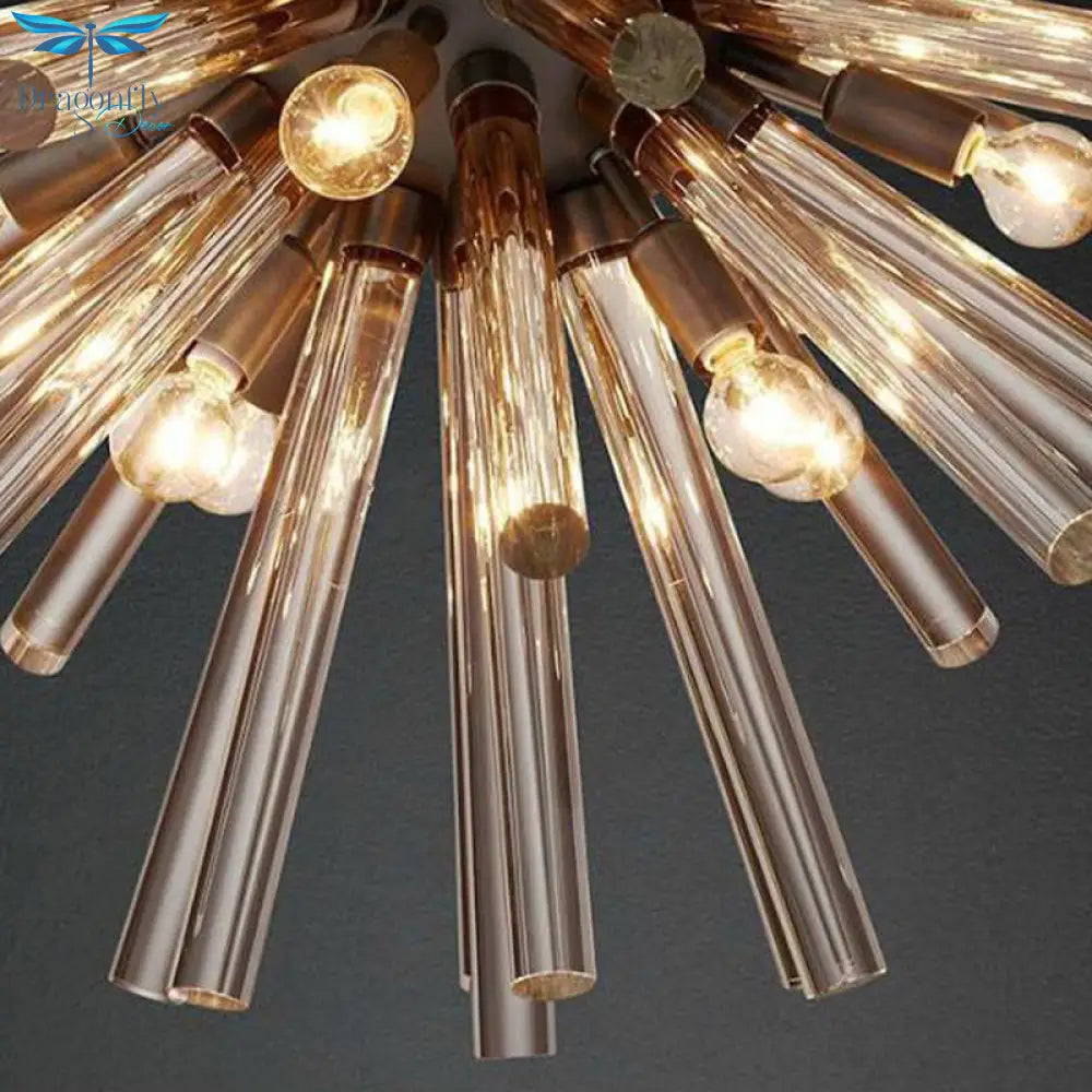 9 - Bulb Living Room Chandelier Lighting Modern Brass Pendant Light Fixture With Starburst Beveled