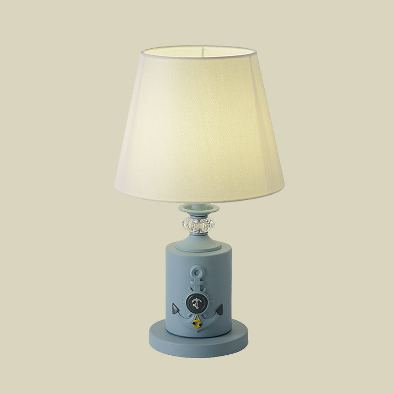 Teresa - Mediterranean - Style Cylinder Table Light: Metal Single Bedside Fabric