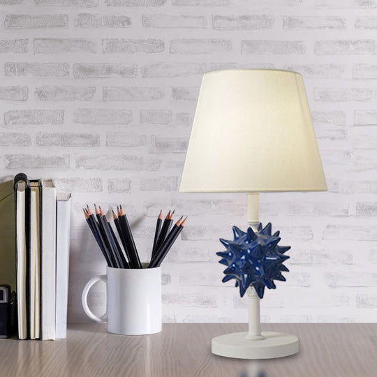 Nora - Sea Resin Urchin Night Table Lamp Cartoon Single Bulb Sky Blue/Gold/Dark Blue Nightstand