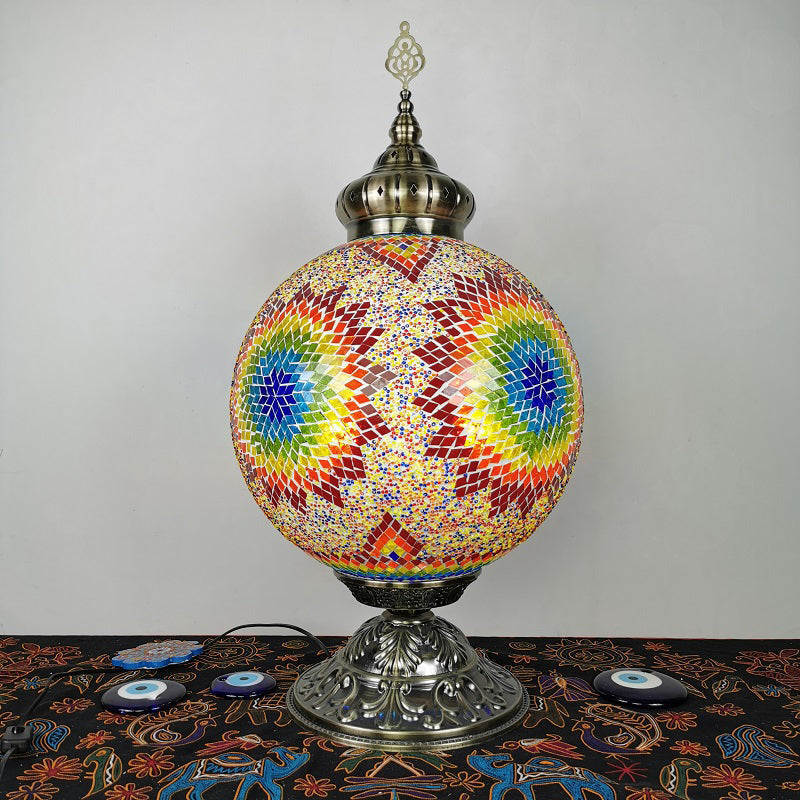 Raelynn - Vintage Sphere Nightstand Lighting 1 - Light Hand Rolled Art Glass Night Table Light For