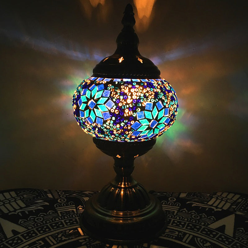 Veronica - Bohemia Orb Night Table Lamp Single Light Hand Cut Glass Nightstand Lighting In