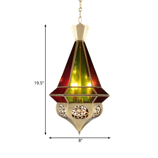 Metal Tapered Hanging Pendant Art Deco 3 - Light Restaurant Ceiling Chandelier With Hollow Decor