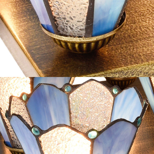 Retro 9 - Head Stained Glass Flush Mount Ceiling Light - Tiffany - Style