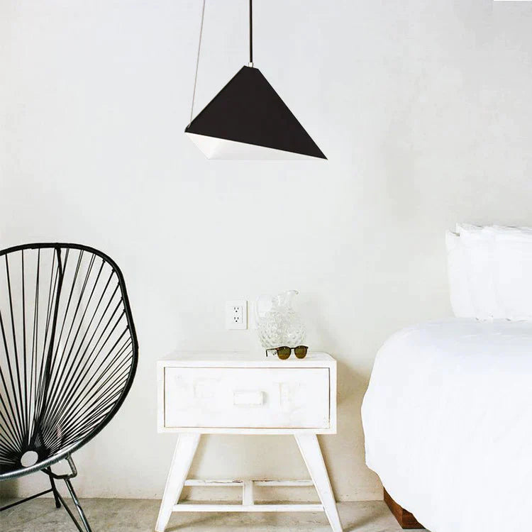 Simple Modern Creative Bedroom Hotel Bedside Chandelier Geometry Triangle Single Head Coffee Shop