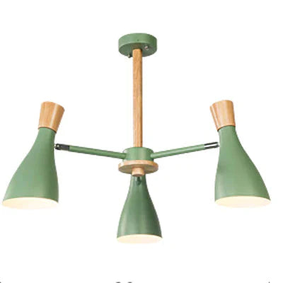Nordic Horn Shape Pendant Light Fixture 3 Lights Metal Hanging Lamp For Living Room Green