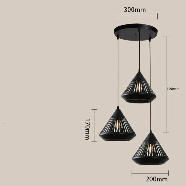 Dining Room Chandelier Three Head Modern Simple Household Hollowed Out Carving Fashion Iron