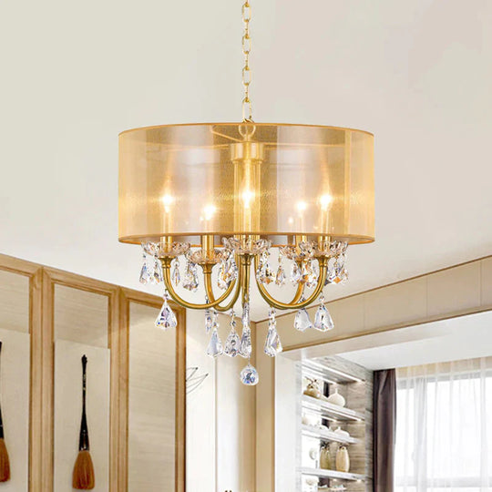 Clear Crystal Glass Candle Ceiling Pendant Light Warehouse 5 Lights Dining Room Chandelier With