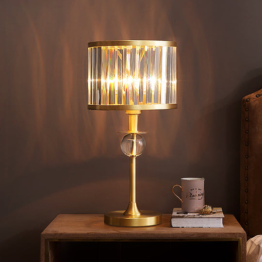 Aurélie - Gold Single Short Cylinder Table Lamp Postmodern Prismatic Crystal Night Light For
