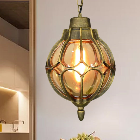 Vintage Style Orb Pendant Lamp Suspension In Black/Bronze/Gold Lighting