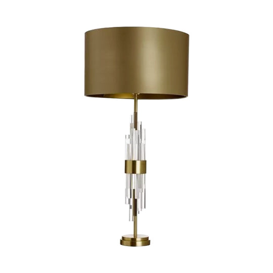 Ilaria - Gold Drum Table Light: Minimalist 1 - Light 13/15 Wide Nightstand Lamp