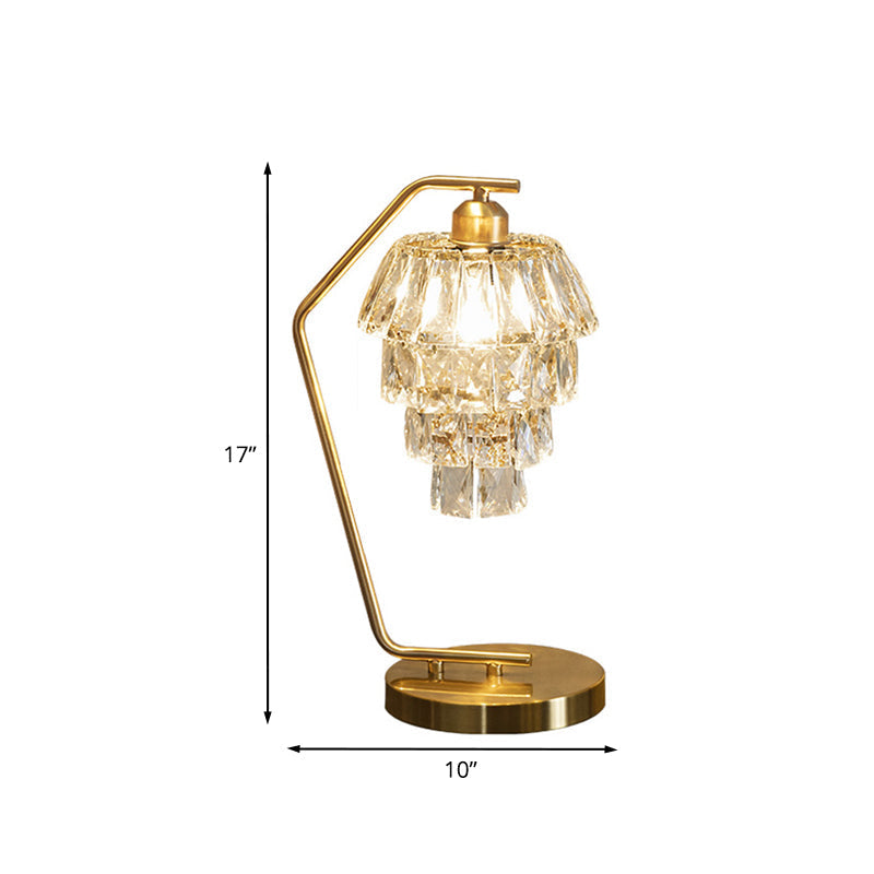 Layla - Crystal Night Lamp Contemporary Brass Finish Nightstand Light
