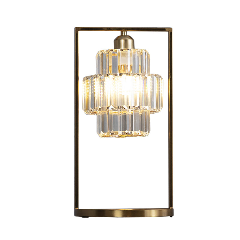 Gabriella - Simplistic 1 - Head Brass Finish Night Lamp With Rectangle Frame Clear