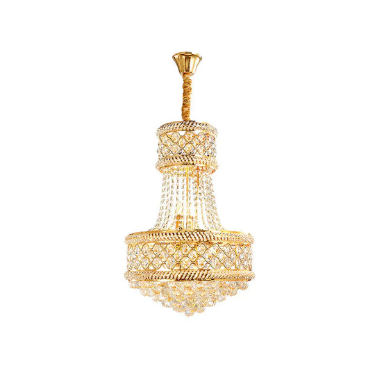 Cut K9 Crystal Gold Ceiling Chandelier Basket 7 Lights Victorian Style Pendant Lighting Fixture