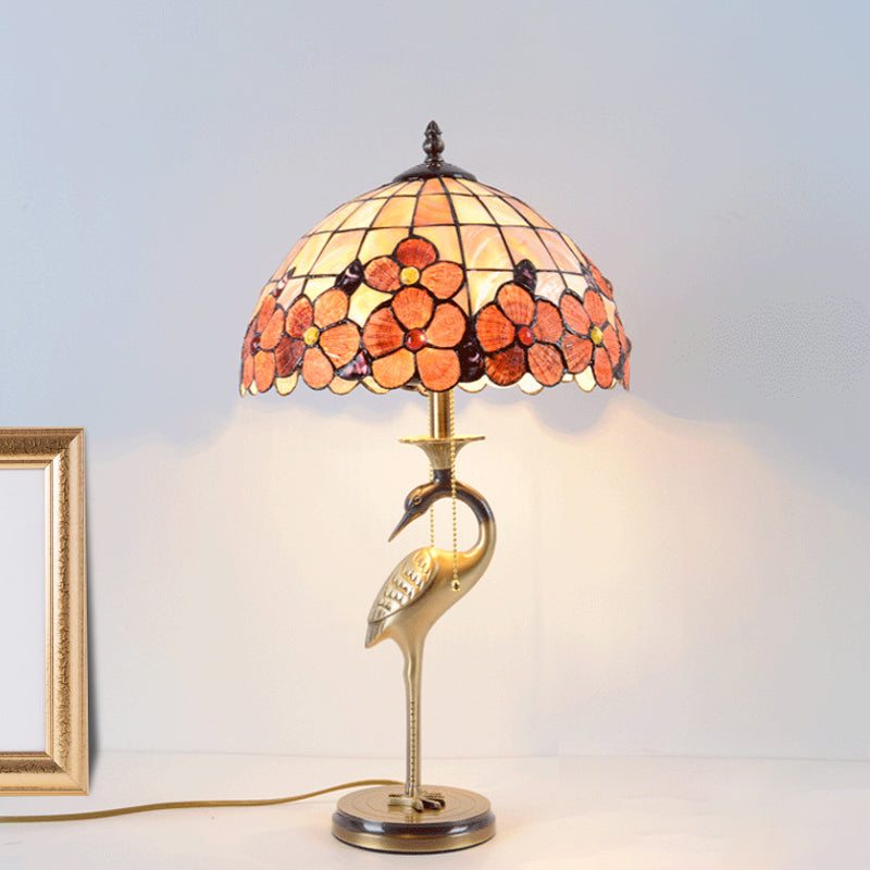 Mahasim - Tiffany Gold Metal Nightstand Lamp 2 Bulbs Halcyon Night Table Light