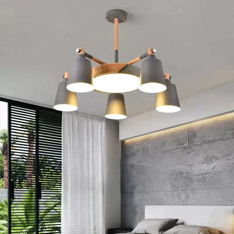 Metal Bell Hanging Light Office Restaurant Nordic Style Chandelier In Grey Finish