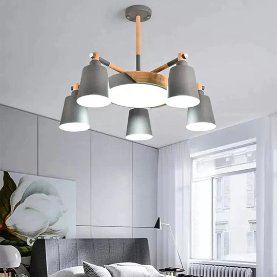 Metal Bell Hanging Light Office Restaurant Nordic Style Chandelier In Grey Finish