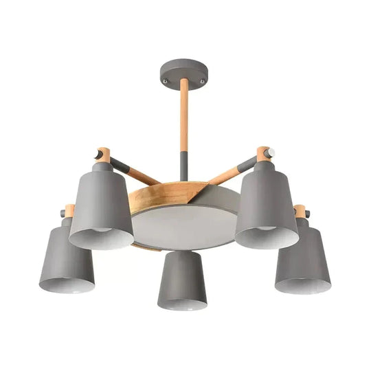 Metal Bell Hanging Light Office Restaurant Nordic Style Chandelier In Grey Finish