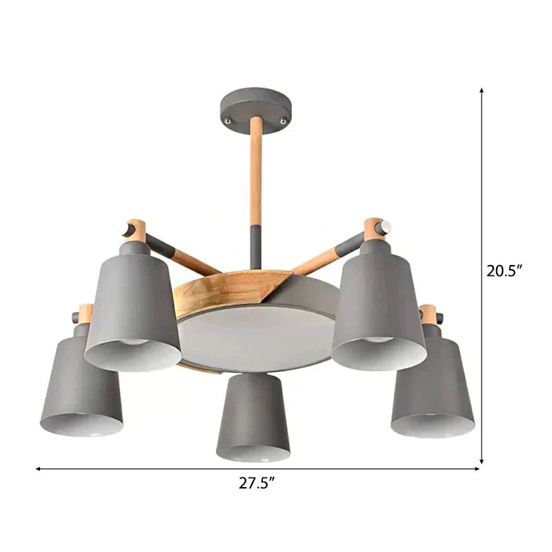 Metal Bell Hanging Light Office Restaurant Nordic Style Chandelier In Grey Finish