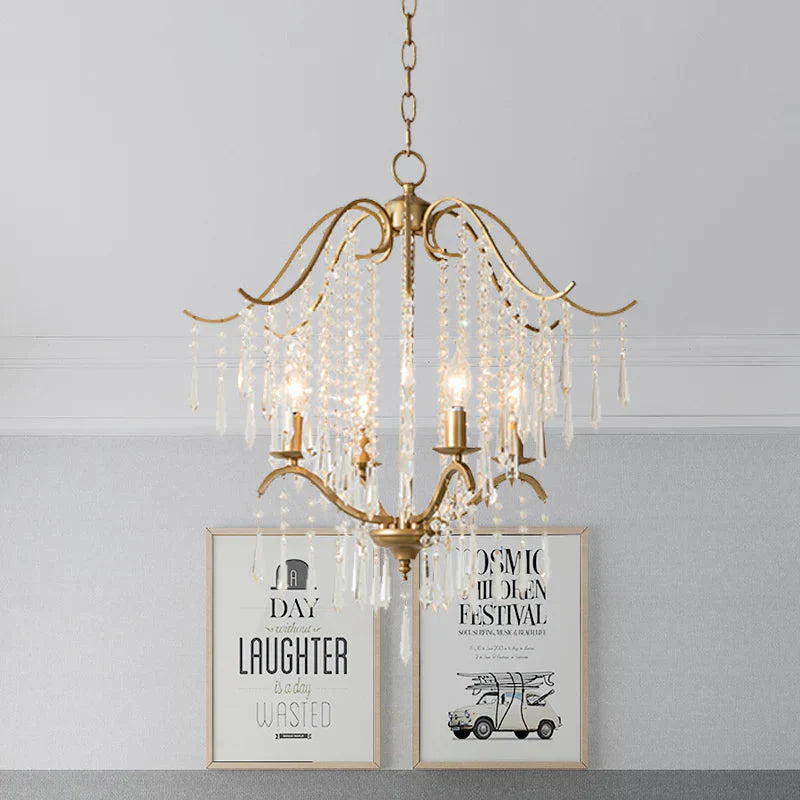 Candlestick Restaurant Ceiling Chandelier Modernism Hanging Crystal Droplet 3/4 - Light Gold