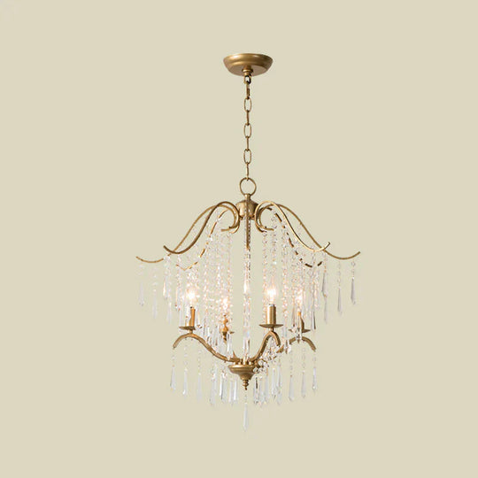 Candlestick Restaurant Ceiling Chandelier Modernism Hanging Crystal Droplet 3/4 - Light Gold