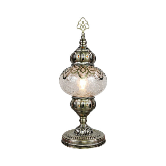 Sophie - Crackle Bronze 1 Light Desk Lamp Bohemian Glass Oval/Globe Night Table For Living Room