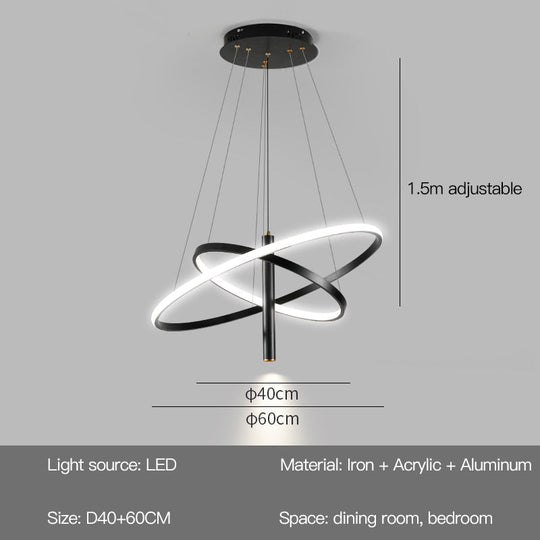 Modern Led Chandelier With Spotlight For Living Dining Room Kitchen Black Simple Pendant Lamps