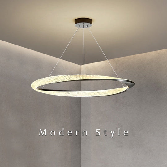 Modern Led Ceiling Pendant Lamp For Dining Room Kitchen Living Bedroom Simple Ring Design