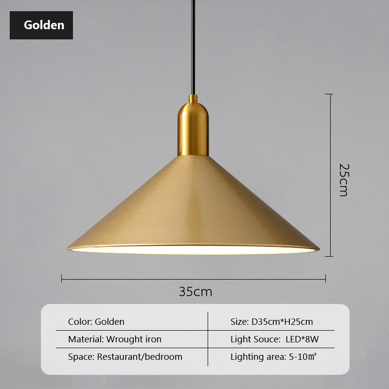 Nordic Iron Lampshade Pendant Light: Modern Hanging Lamp For Home Decor Cafe Bar Restaurant Golden