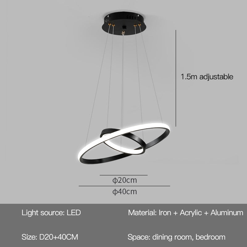 Modern Led Chandelier With Spotlight For Living Dining Room Kitchen Black Simple Pendant Lamps