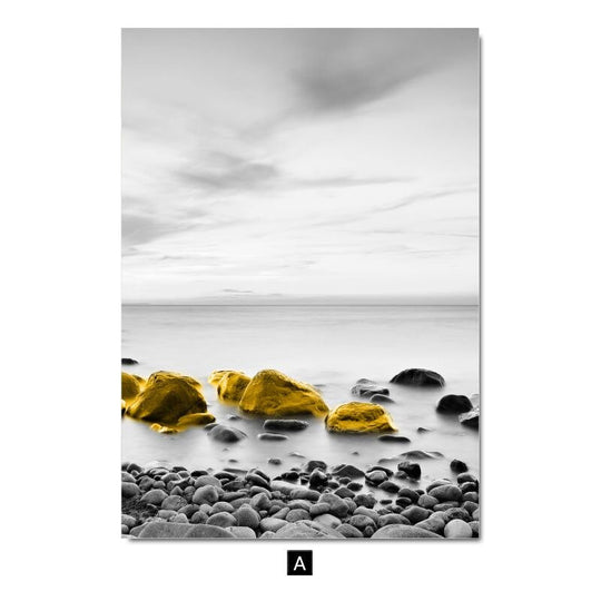 Lake Pier Landscape Canvas - Golden Boat Nordic Poster For Home Decor 15X20Cm No Frame / A Printings
