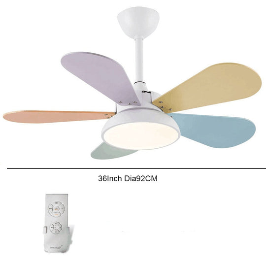 Macaron Ceiling Fan Lamp For Children’s Room - Simple Design Living And Dining Rooms 110V - 260V