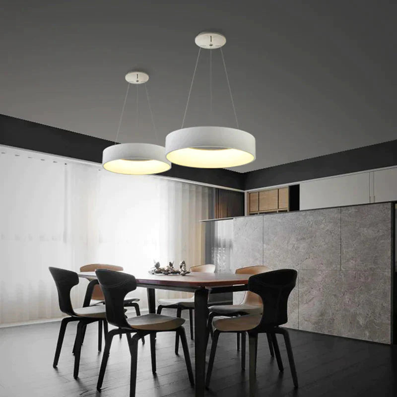 Gray Circle Led Pendant Lights Modern For Dining Room Restaurant Decoration Hanging Lamp Living