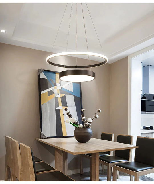 New Dimmable Modern Led Pendant Lights For Dining Room Kitchen Hanging White Or Grey Rc Lamp