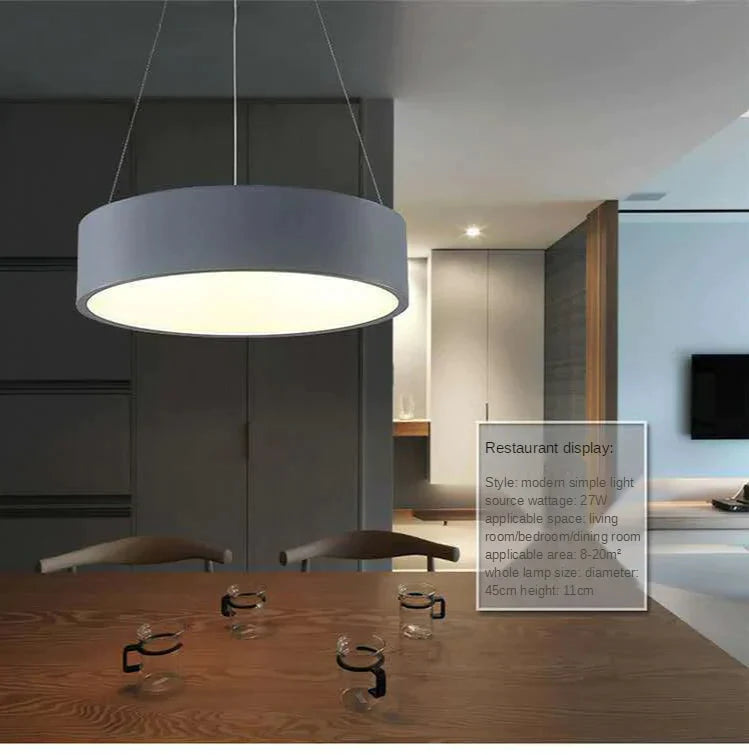 Gray Circle Led Pendant Lights Modern For Dining Room Restaurant Decoration Hanging Lamp Living