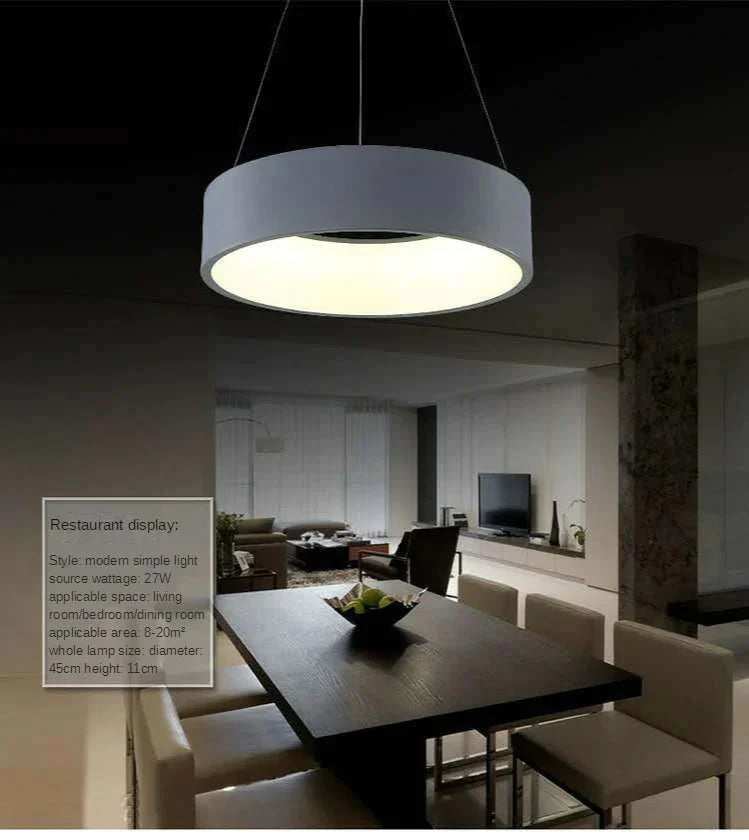 Gray Circle Led Pendant Lights Modern For Dining Room Restaurant Decoration Hanging Lamp Living