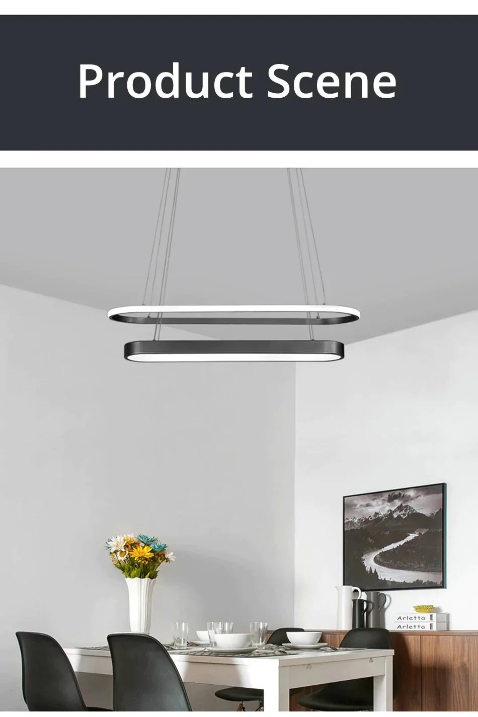 New Dimmable Modern Led Pendant Lights For Dining Room Kitchen Hanging White Or Grey Rc Lamp