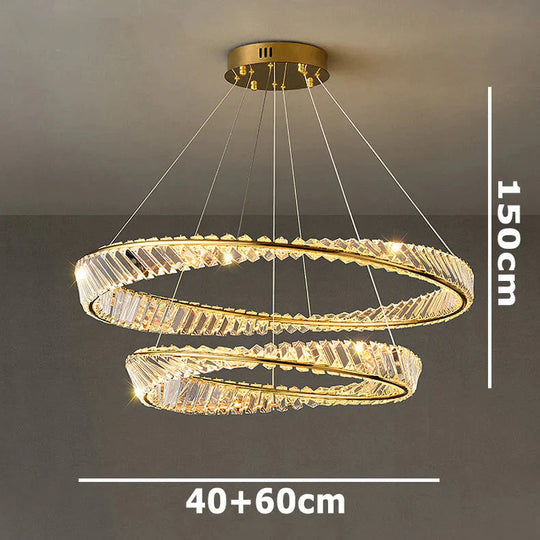 Dimmable Crystal Chandeliers Lighting Modern Ring Pendant Light Led Lamp Fixtures For Dining Room