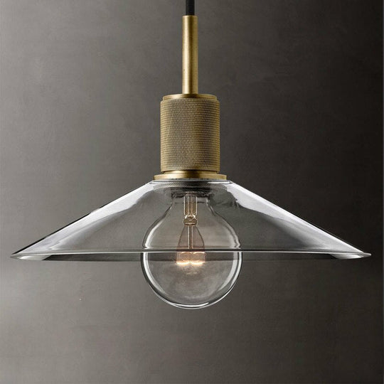 American Retro Edison Led Pendant Lights - Clear Glass Suspend Lamp With Gold Metal Chandelier