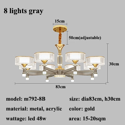 Modern Remote Dimmable Led Chandelier Lighting Living Room Decor Chandeliers Lamp Bedroom Hanging